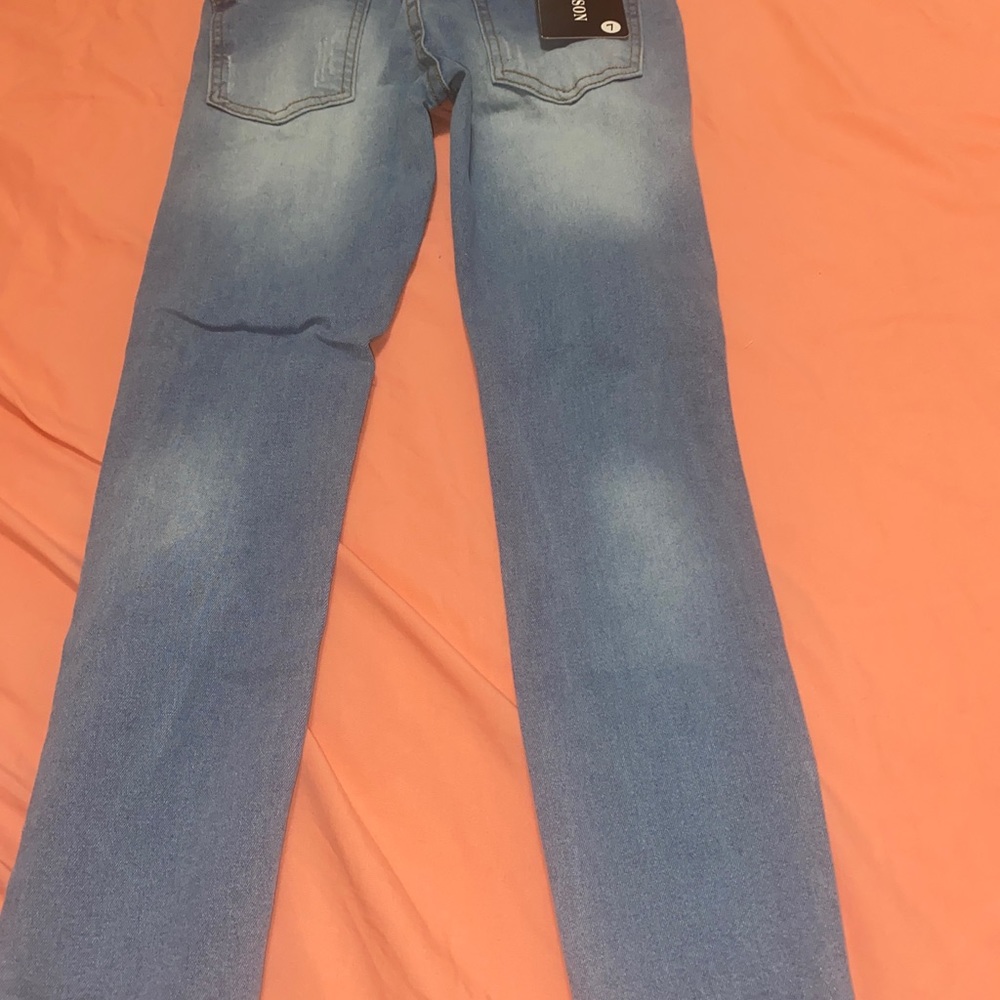 boys slim fit skinny fit ripped destroyed distressed strech slim jeans - Picture 2 of 2